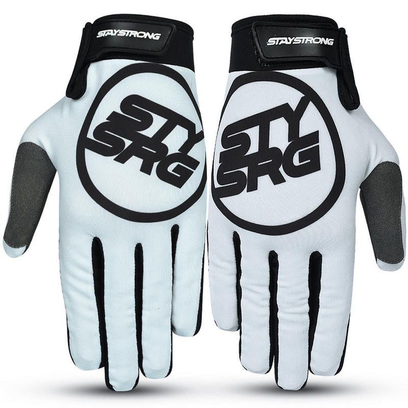 Stay Strong Staple 3 BMX Race Gloves-White Adult Large