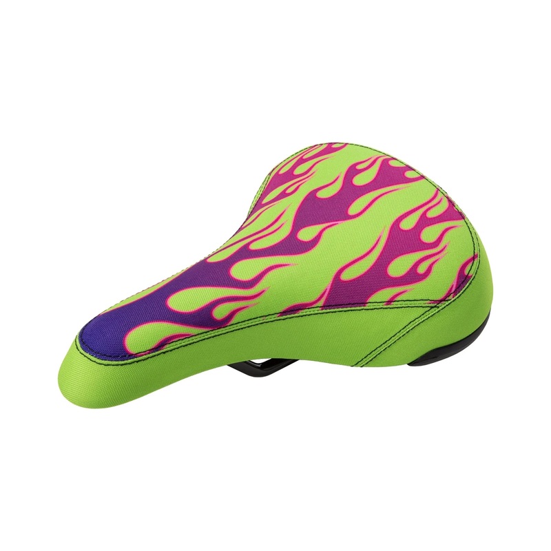 Sunday Flames Railed BMX Seat – Purple/Green