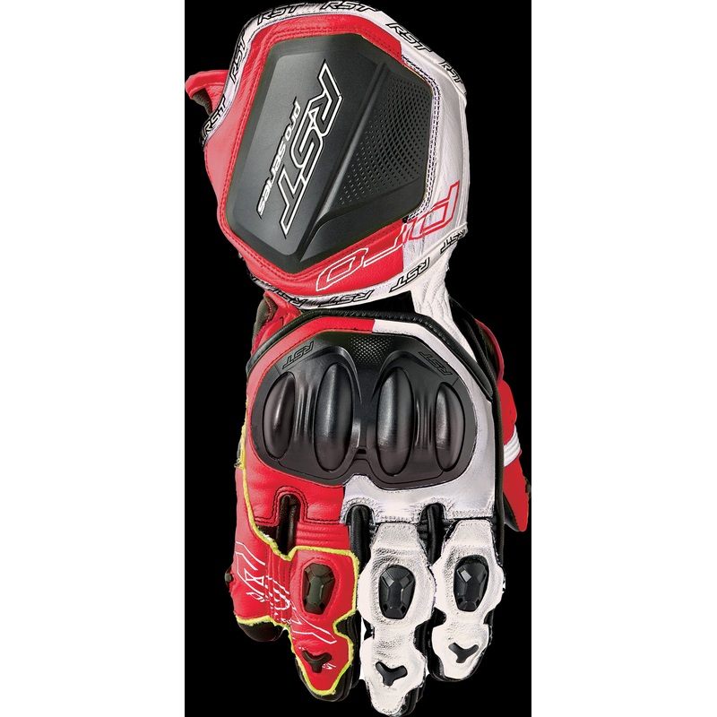 RST Pro Series Gp D3o Gloves Black/Flo Red Leather Xl Black/Fluorescent Red X-Large
