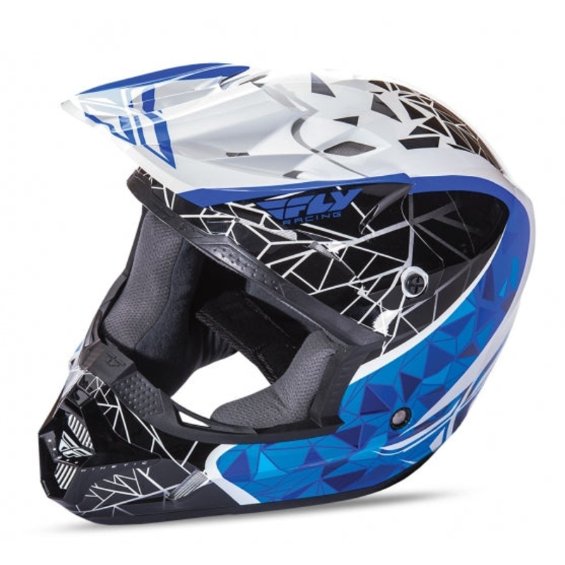 Fly 2018 Kinetic Crux Helmet-White/Black/Blue Youth Small