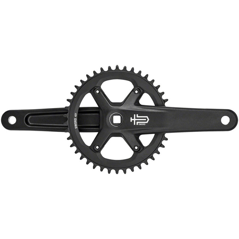 microSHIFT Sword Black 1x Crankset – 172.5mm, 9/10-Speed, 42t, 110 Asym BCD, JIS Square Taper Spindle Interface, Black