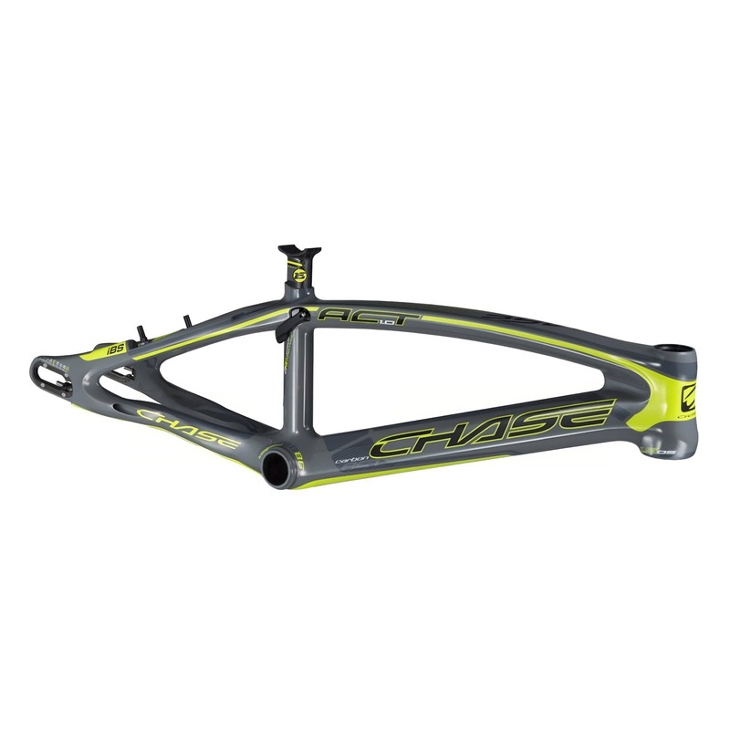 Chase ACT 1.0 Carbon BMX Race Frame-Gloss Grey/Neon Yellow Pro