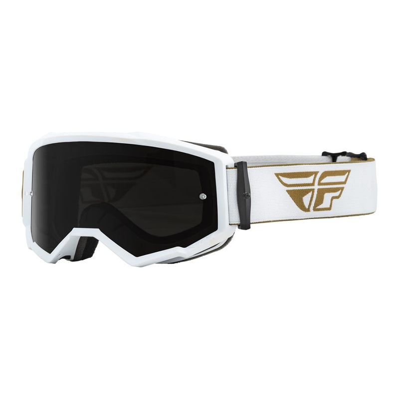 Fly Racing Zone Goggles-Gold/White W/Dark Smoke/Smoke Lens Adult
